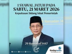 Keputusan Sidang Isbat pemerintah, 1 Syawal Sabtu 21 Maret 2026