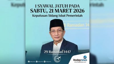 Keputusan Sidang Isbat pemerintah, 1 Syawal Sabtu 21 Maret 2026